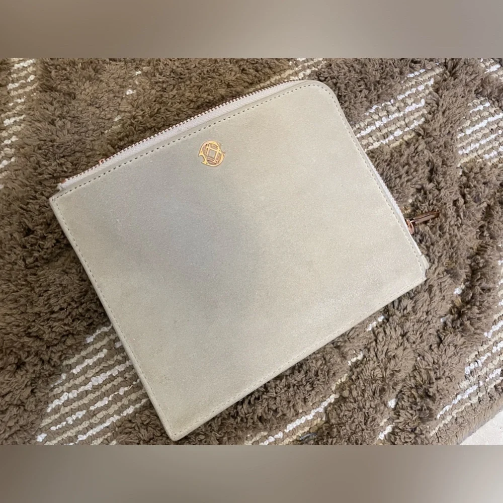 Dagne Dover X Marianna Hewitt small clutch bag makeup bag ivory light beige